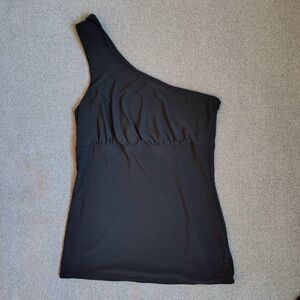 Y2K White House Black Market One Shoulder Black Halter Top Womens M USA Fitted